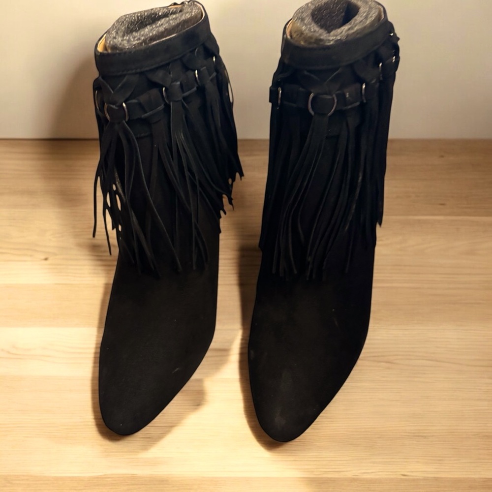 NINE WEST CASANDRI BLACK SUEDE HIGH HERL BOOTIE